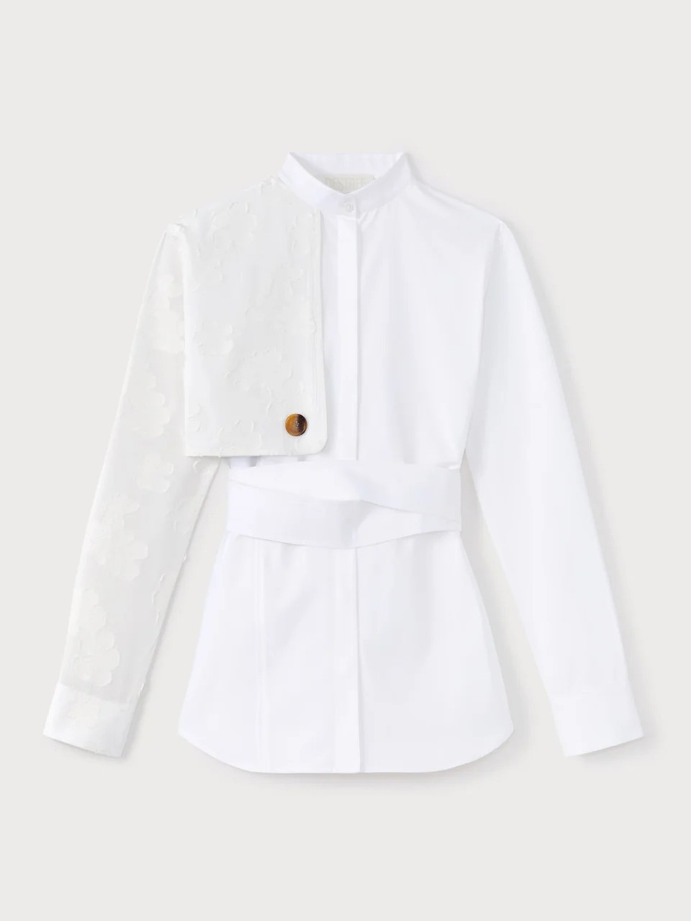 Destree White shirt with floral embroidered veil
